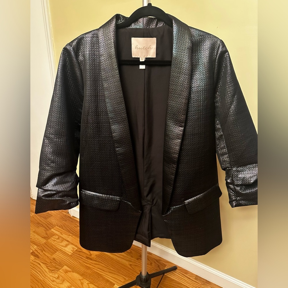 Hutch 
Black Textured Metallic Women's Blazer
Size Medium